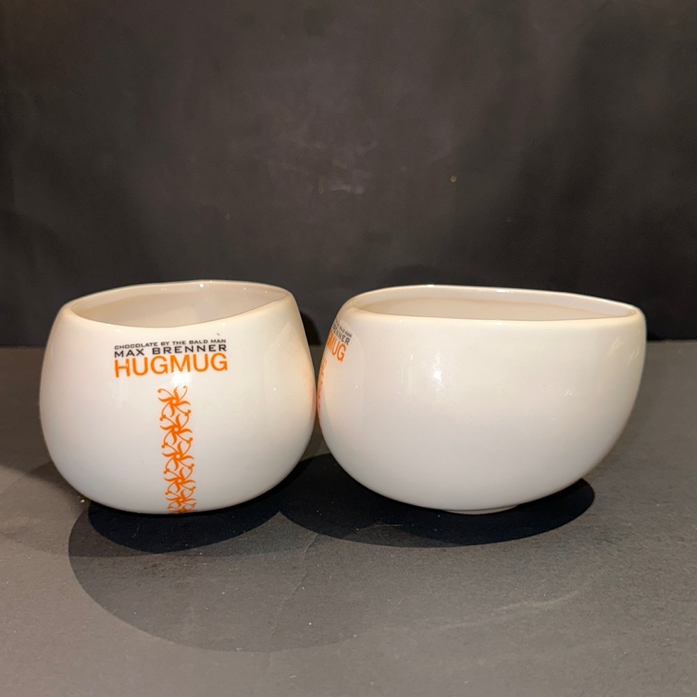 2x Max Brenner Hot Chocolate Oblong Ceramic Hug Mug Cup